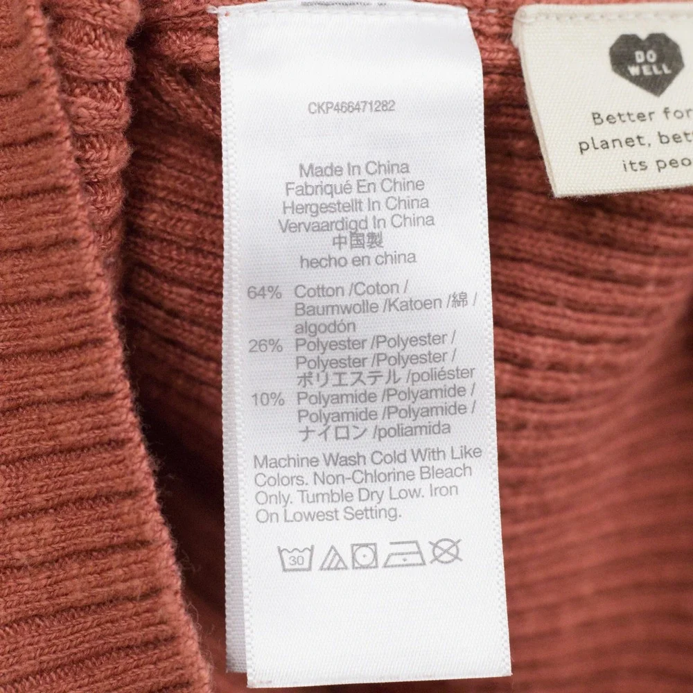 MADEWELL‎ Ribbed Scoop Neck Button Front Cardigan Sweater Academia Brick Red XS
